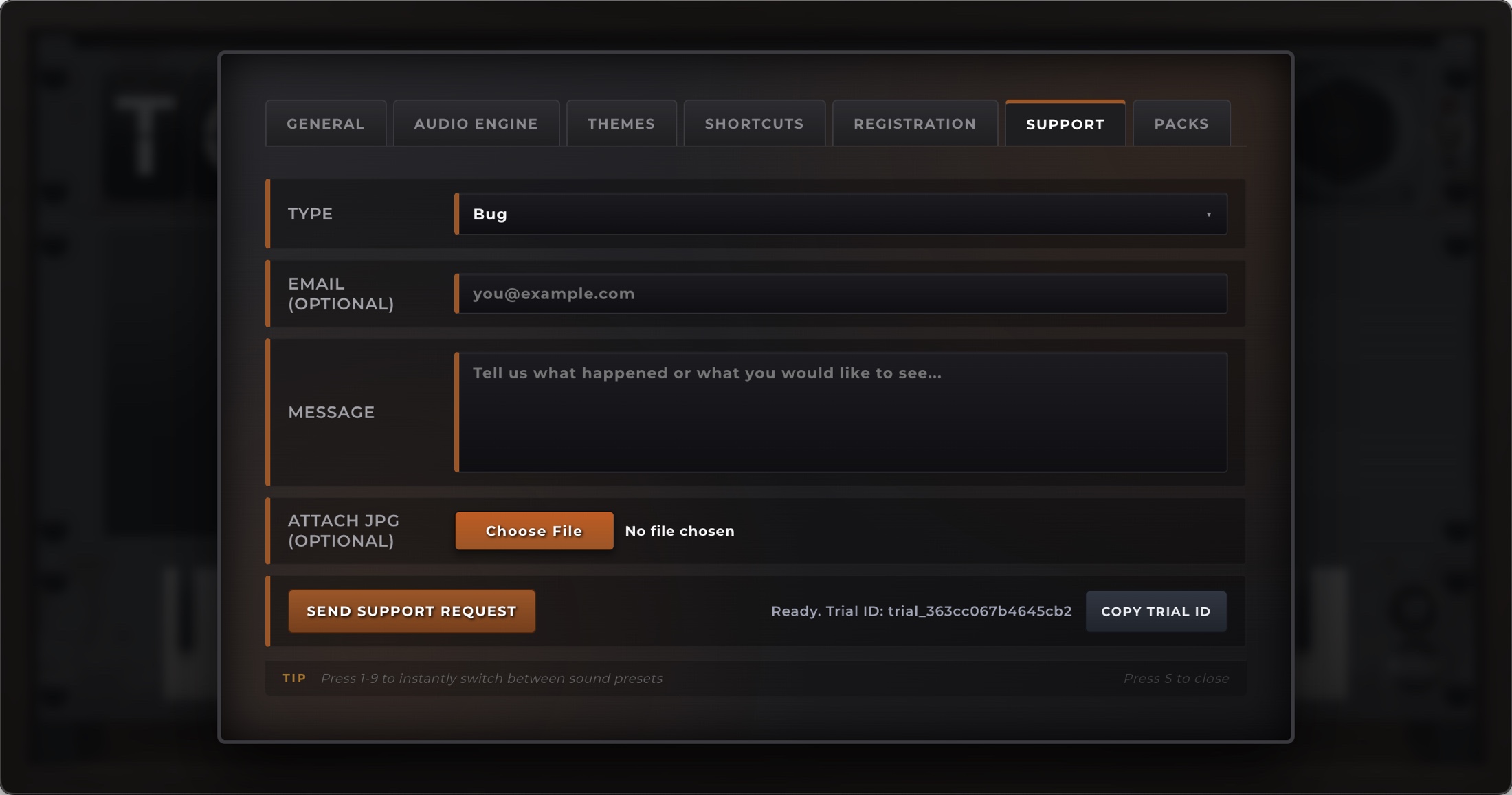 Support Settings